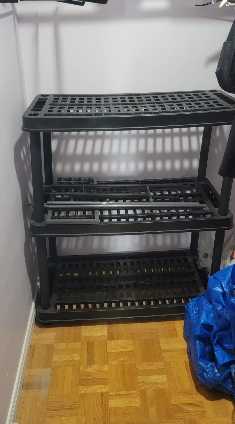 3-Tier Black Plastic Shelf