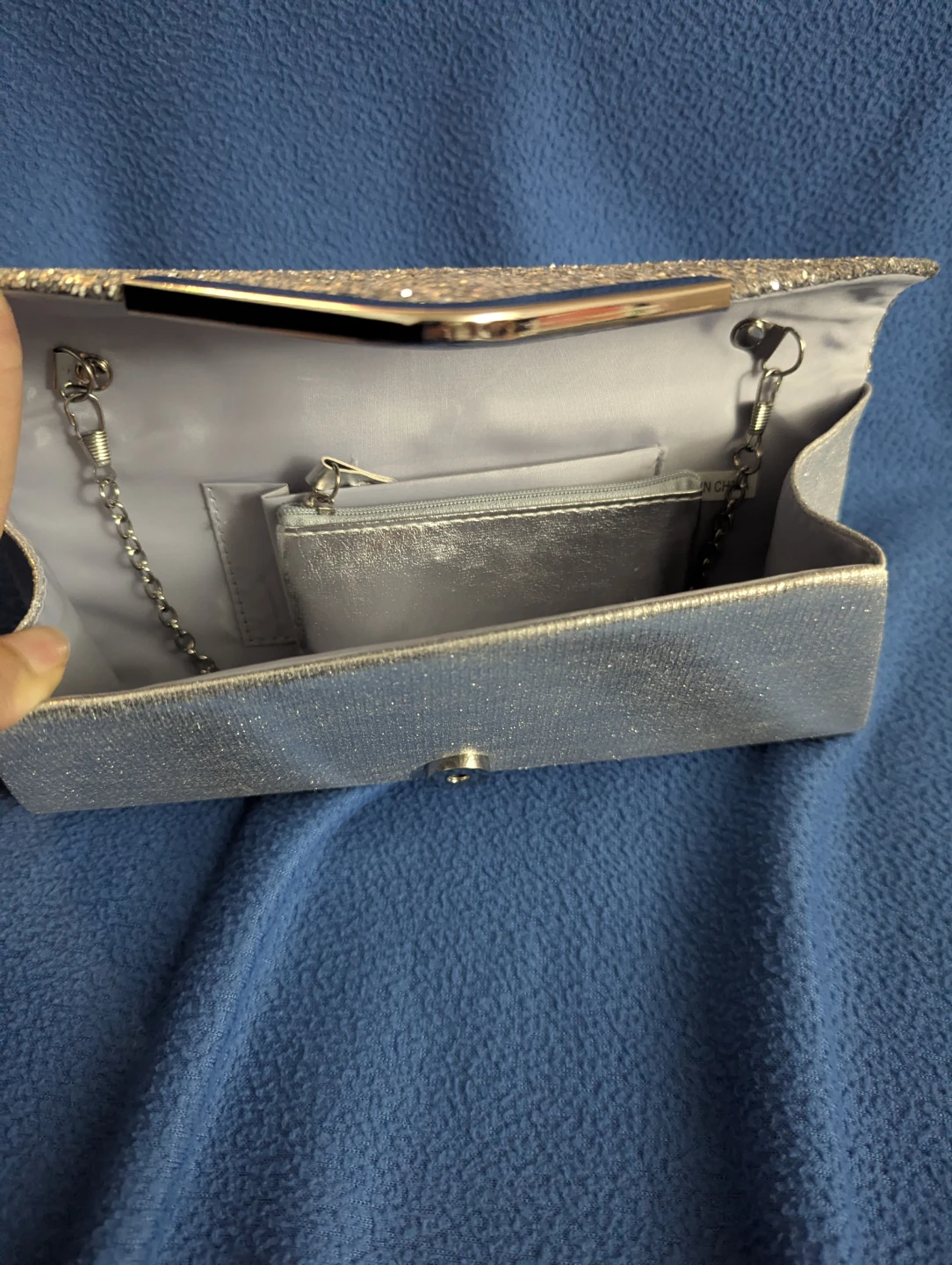 Silver Glitter Clutch Purse with Chain - photo 4