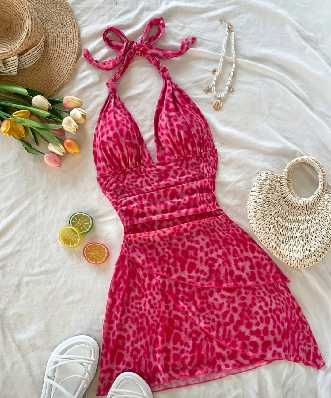 Pink Halter Dress - Size L- brand new- MOVING SALE!