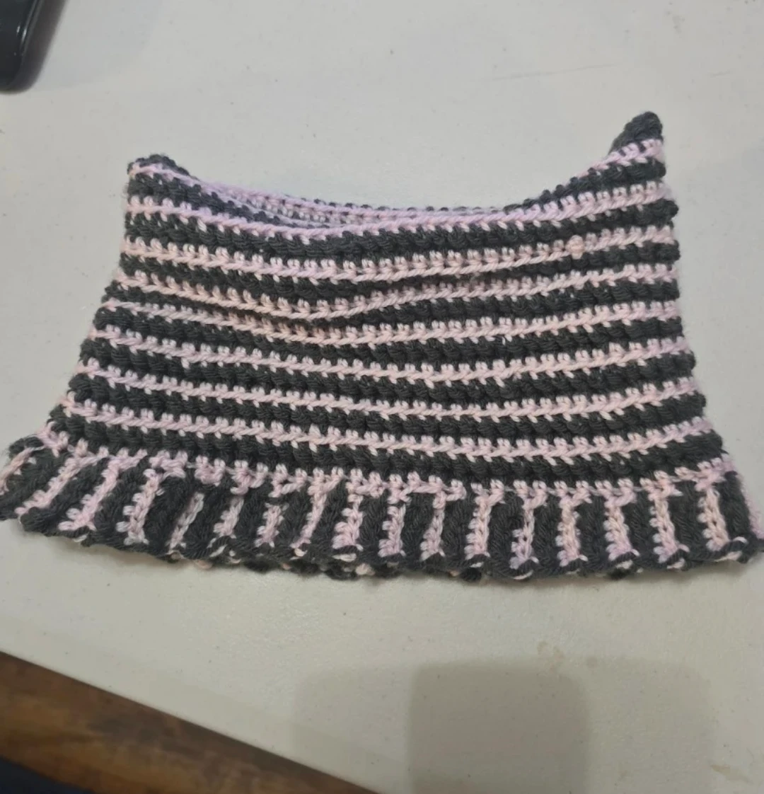 Handmade Crochet Cat Ear Beanie - Striped