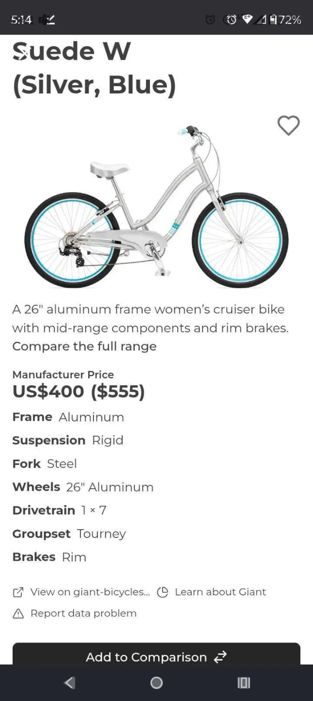 Gas prices got you down? Cruiser Bike - Silver & teal blue