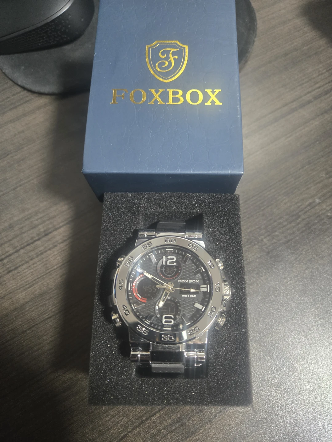 FOXBOX Silver Wrist Watch with Original Box