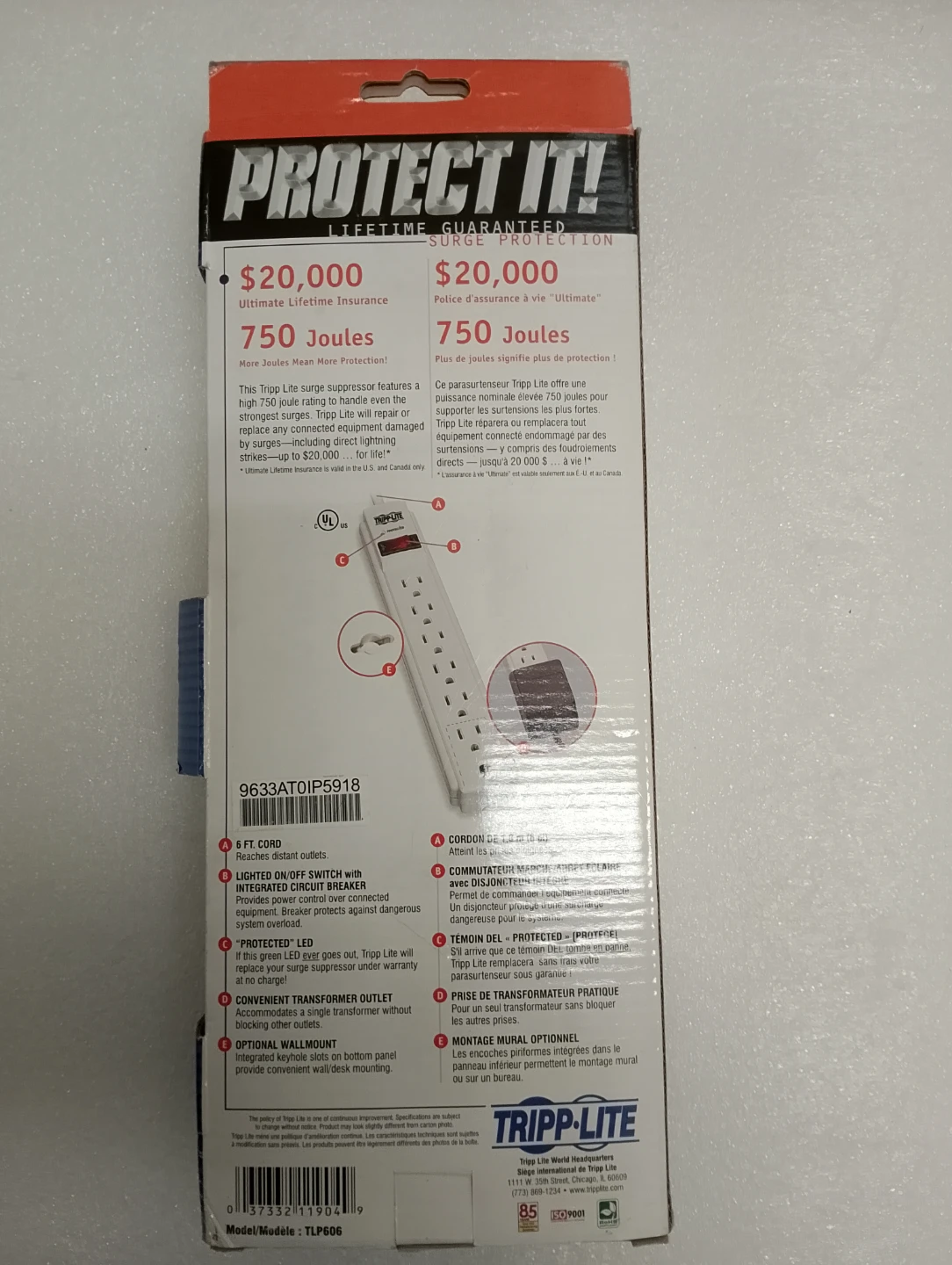 BNIB!!! Tripp-Lite Protect It! Surge Protector 750 Joules - photo 2