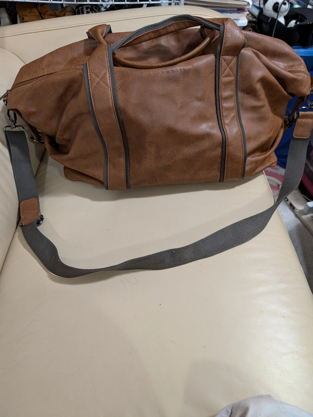 Bugatti Brown Cognac Vegan Leather Weekender Bag - photo 2