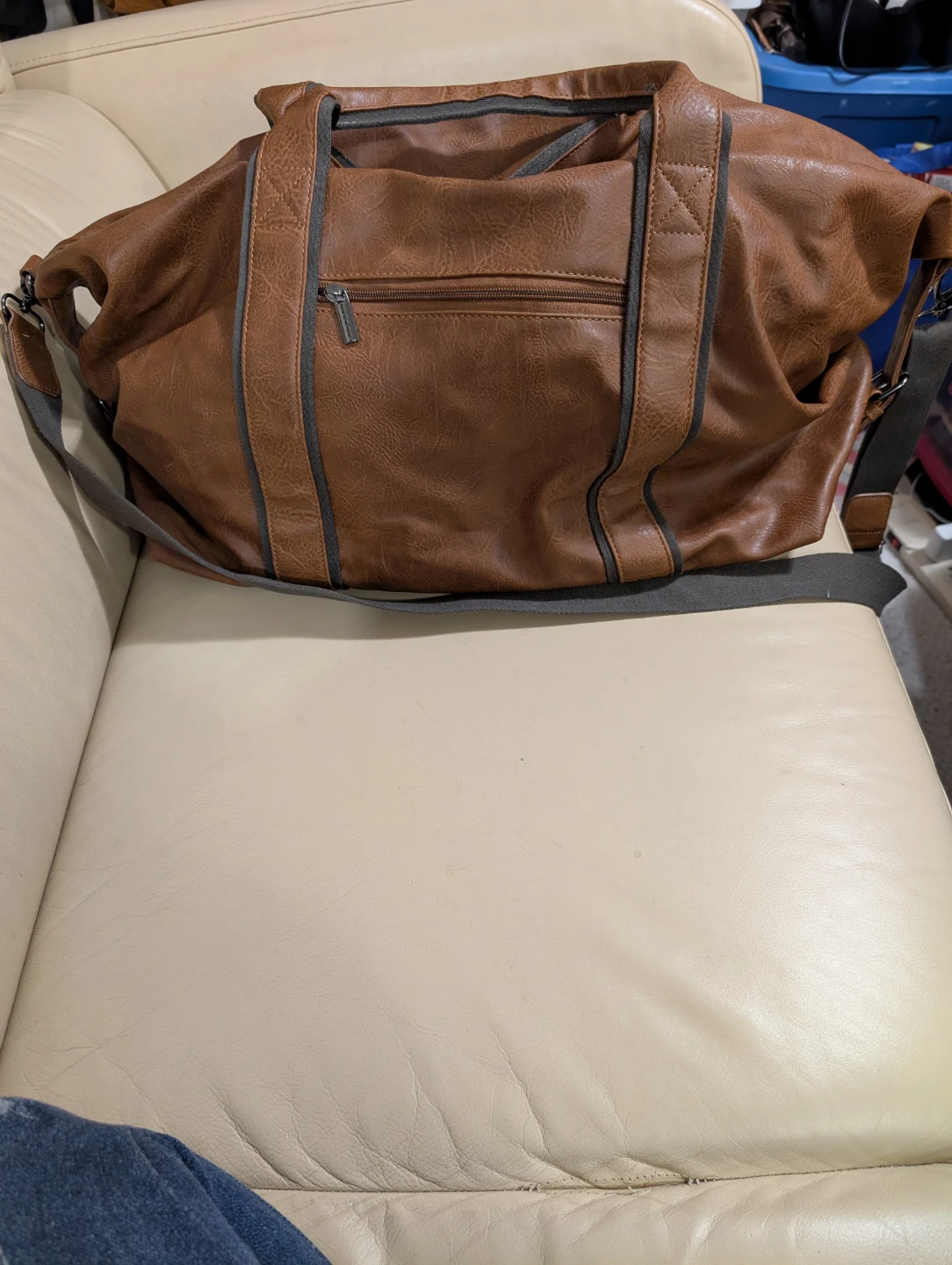 Bugatti Brown Cognac Vegan Leather Weekender Bag - photo 3