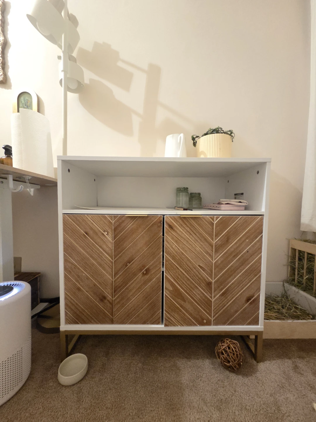 Two-Door Cabinet with Wood Detail