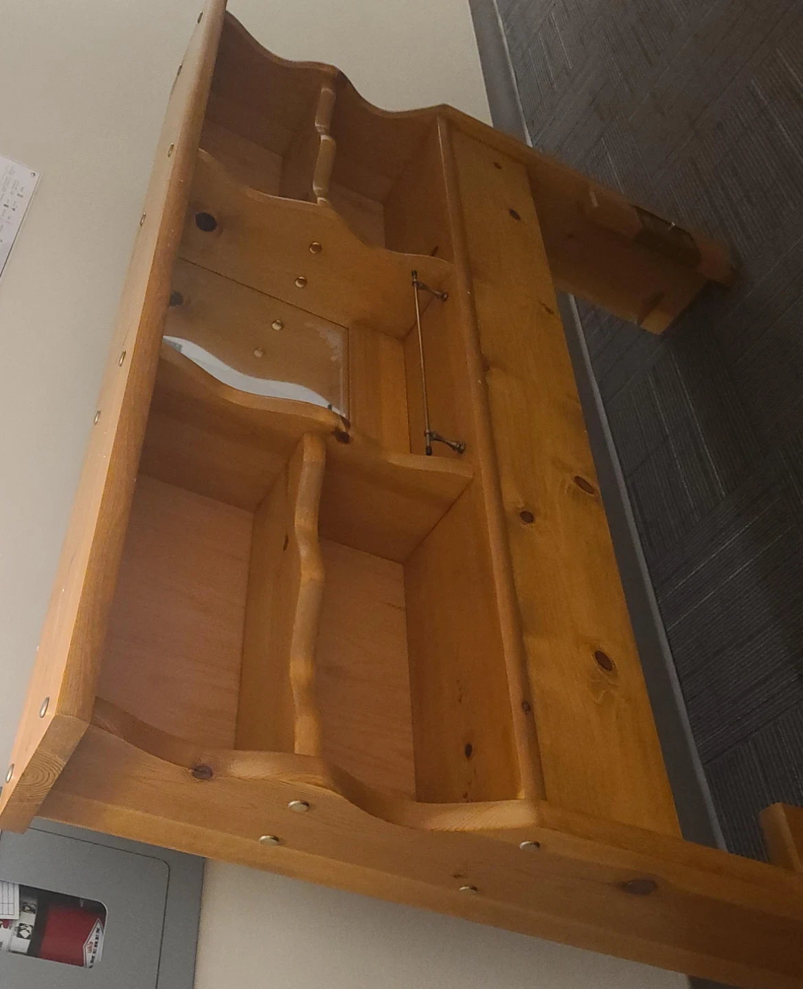 Wooden headboard Shelf with Mirror