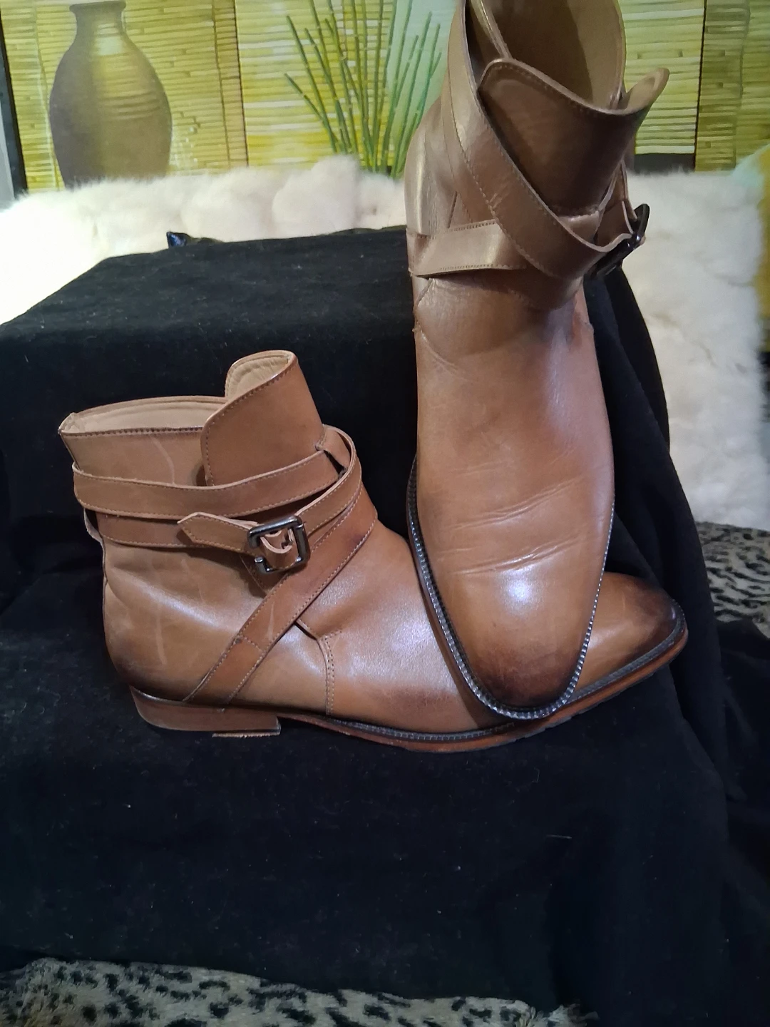 Leather Ankle Boots with Buckle Straps - photo 3