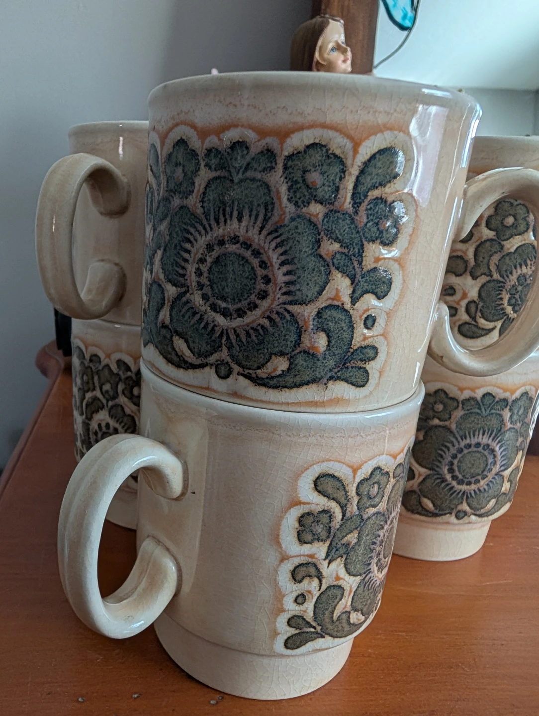 Set of 6 Vintage Mid Winter Pottery Mugs - Made in England - photo 4