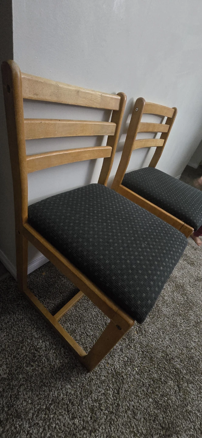 Pair of Wooden Chairs with Padded Seats - photo 2