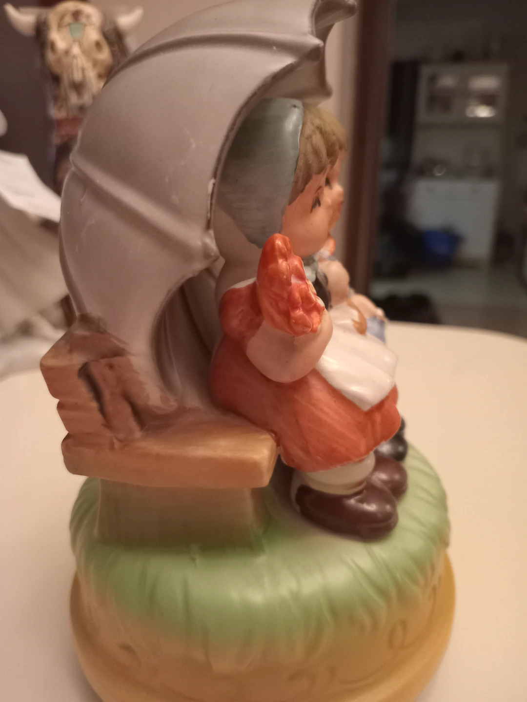 Vintage Figurine of Children Under Umbrella - photo 4