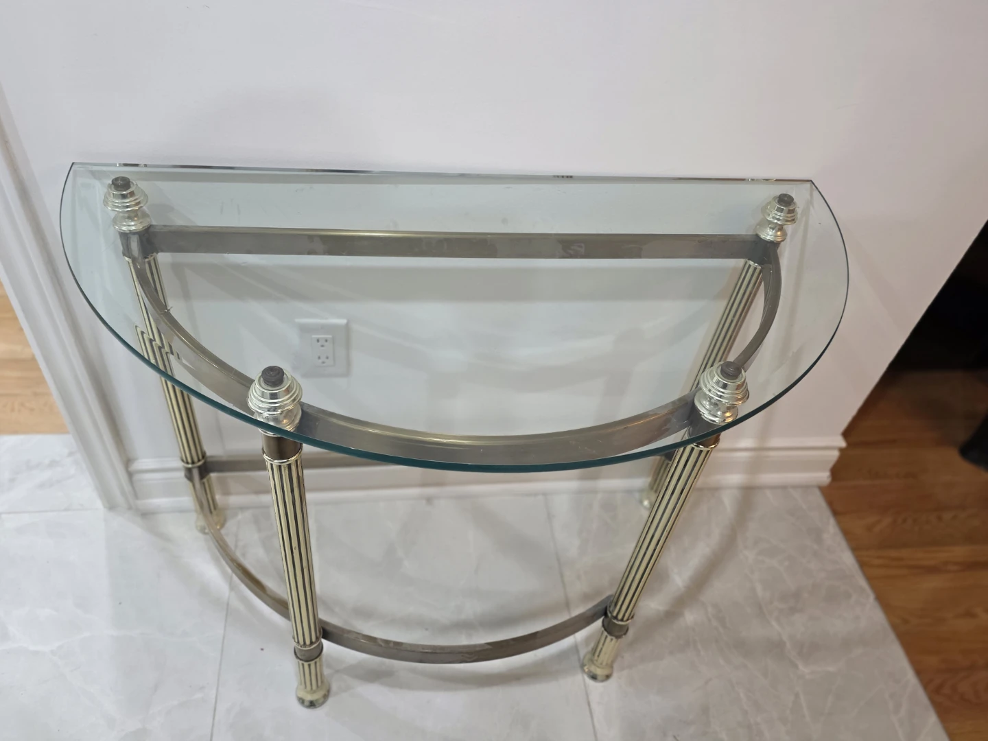 Glass & Gold Half-Moon Console Table - photo 2