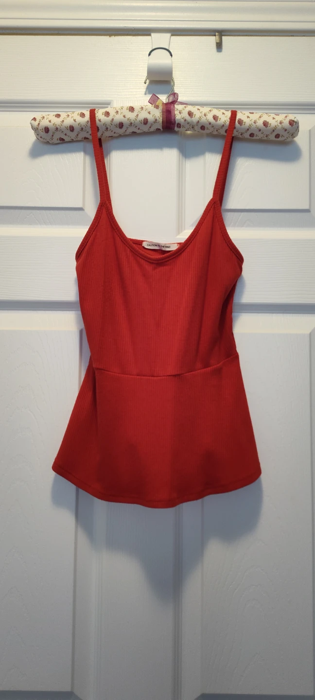 Red Peplum Tank Top - Size Small