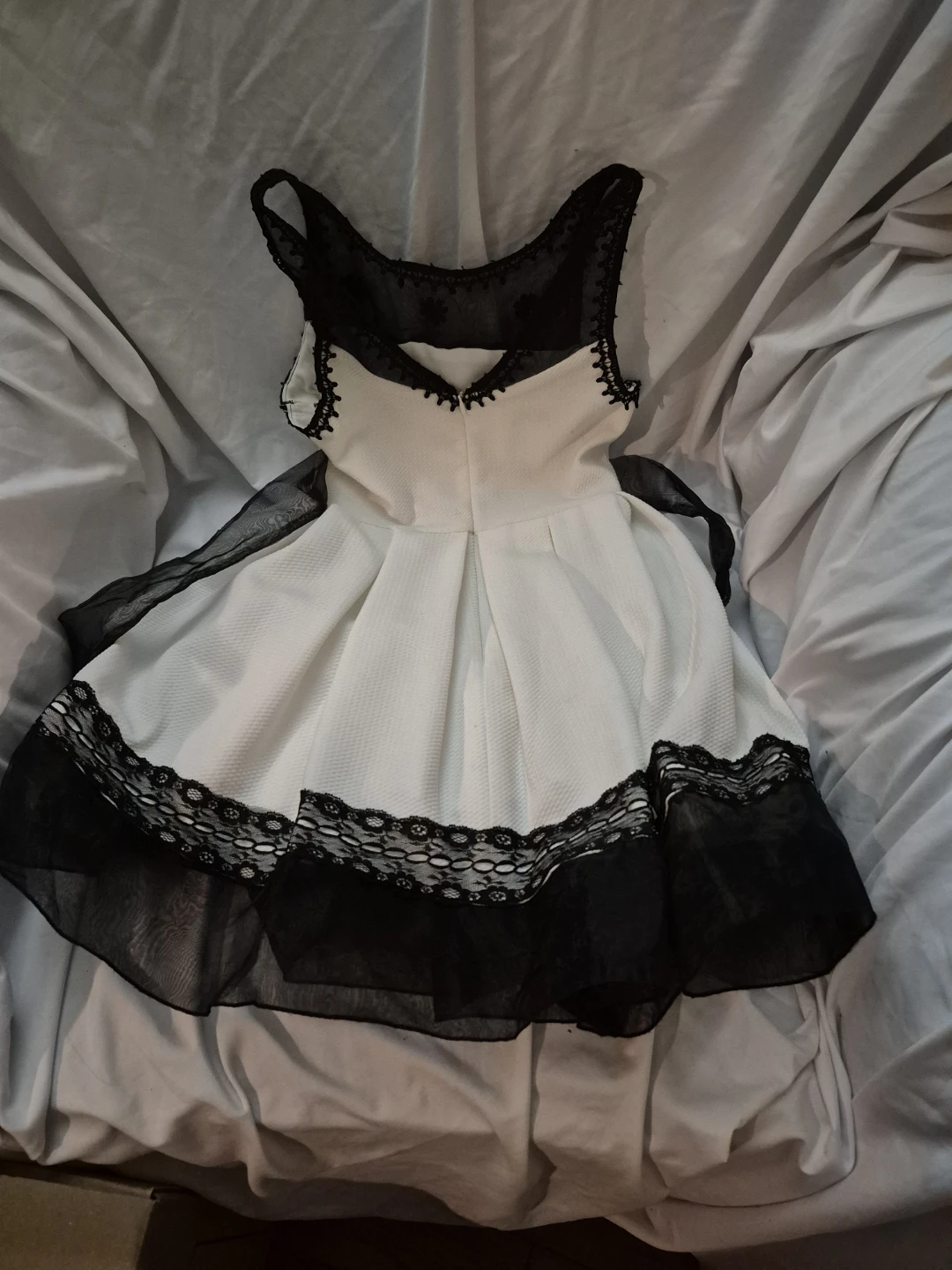 Newberry Girls Lace Trim Dress - White/Black Size 8 - photo 2