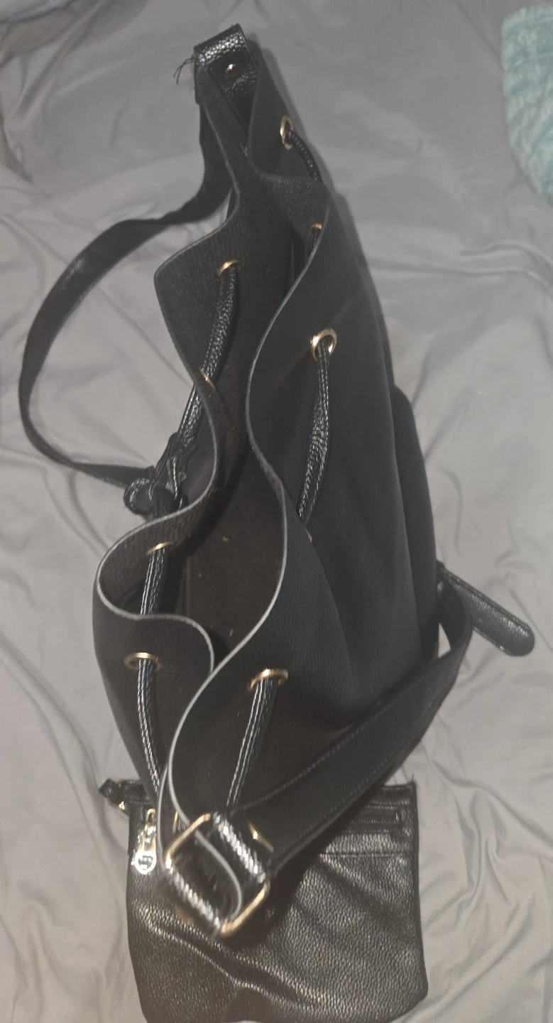 BellaRusso Black Faux Leather Bucket Bag with Pouch - photo 2