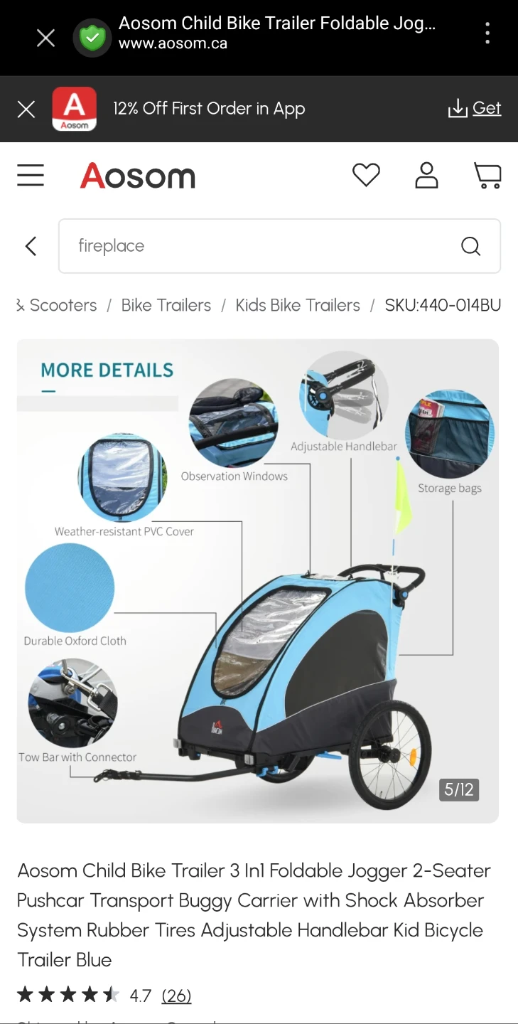 Aosom 3 in 1 Foldable Jogger/Stroller/Trailer - 2 Seater - photo 2