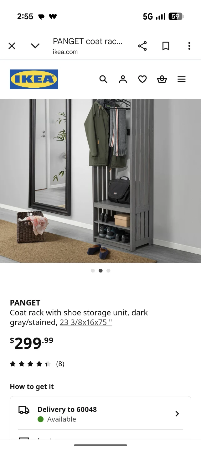 IKEA PANGET Coat Rack with Shoe Storage - Dark Gray