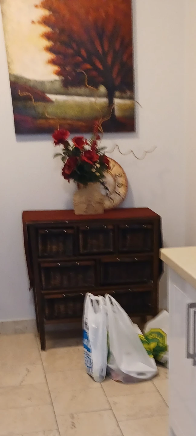 Dark wood cabinet with 6 drawers