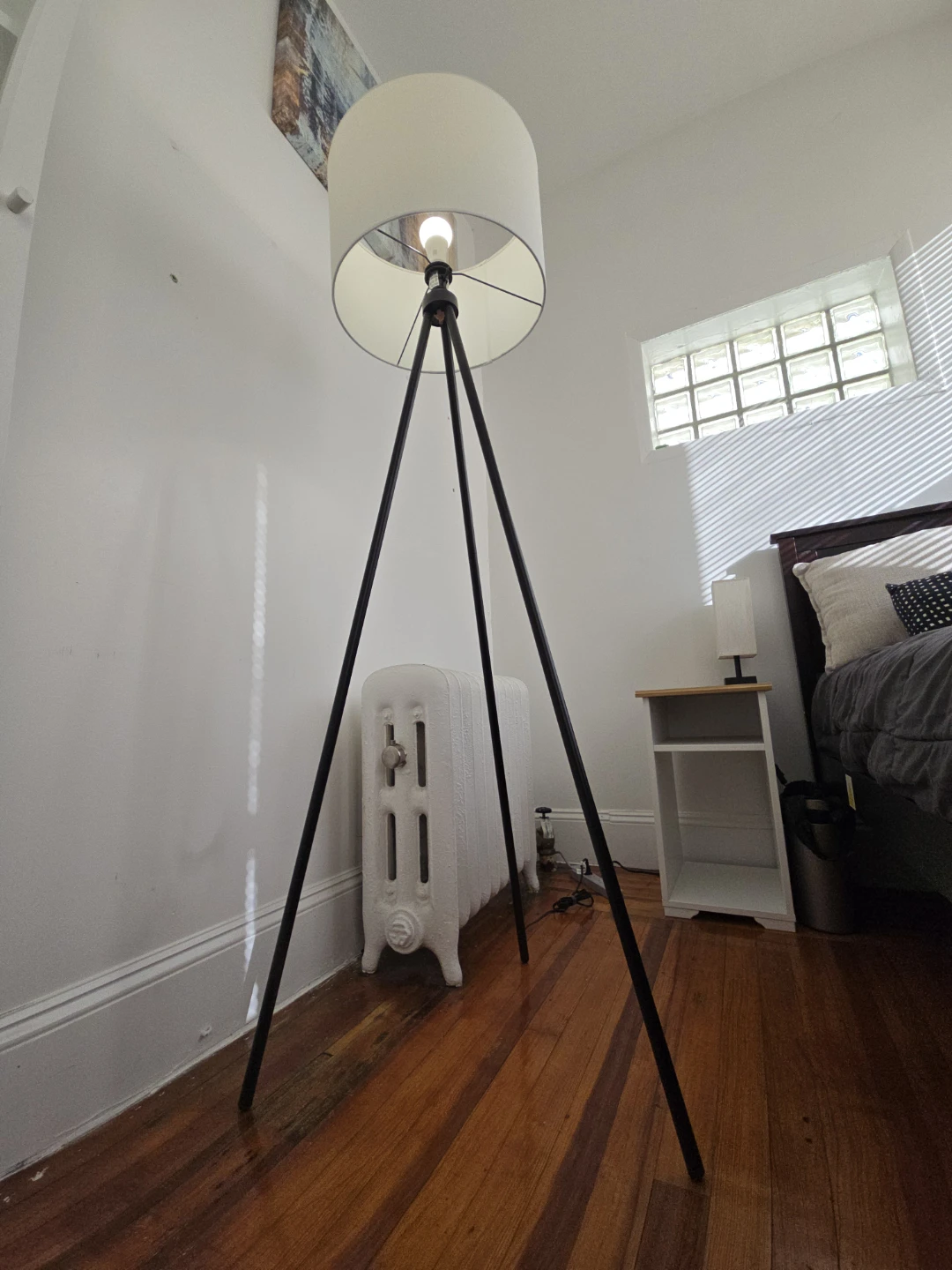 Tripod Floor Lamp - Black Legs, White Shade - photo 2