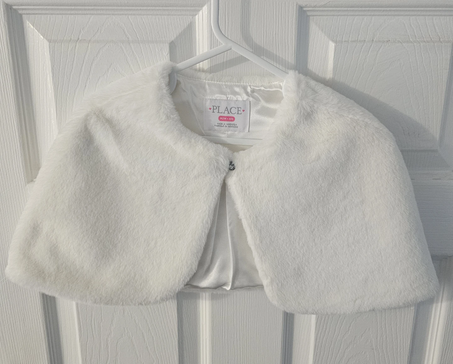The Children's Place White Faux Fur Shrug Bolero M/7-8