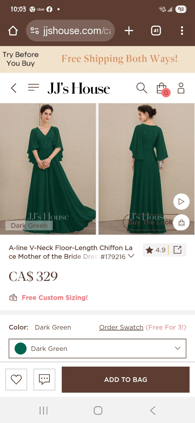JJ's House Dark Green Chiffon Mother of the Bride Dress - photo 3