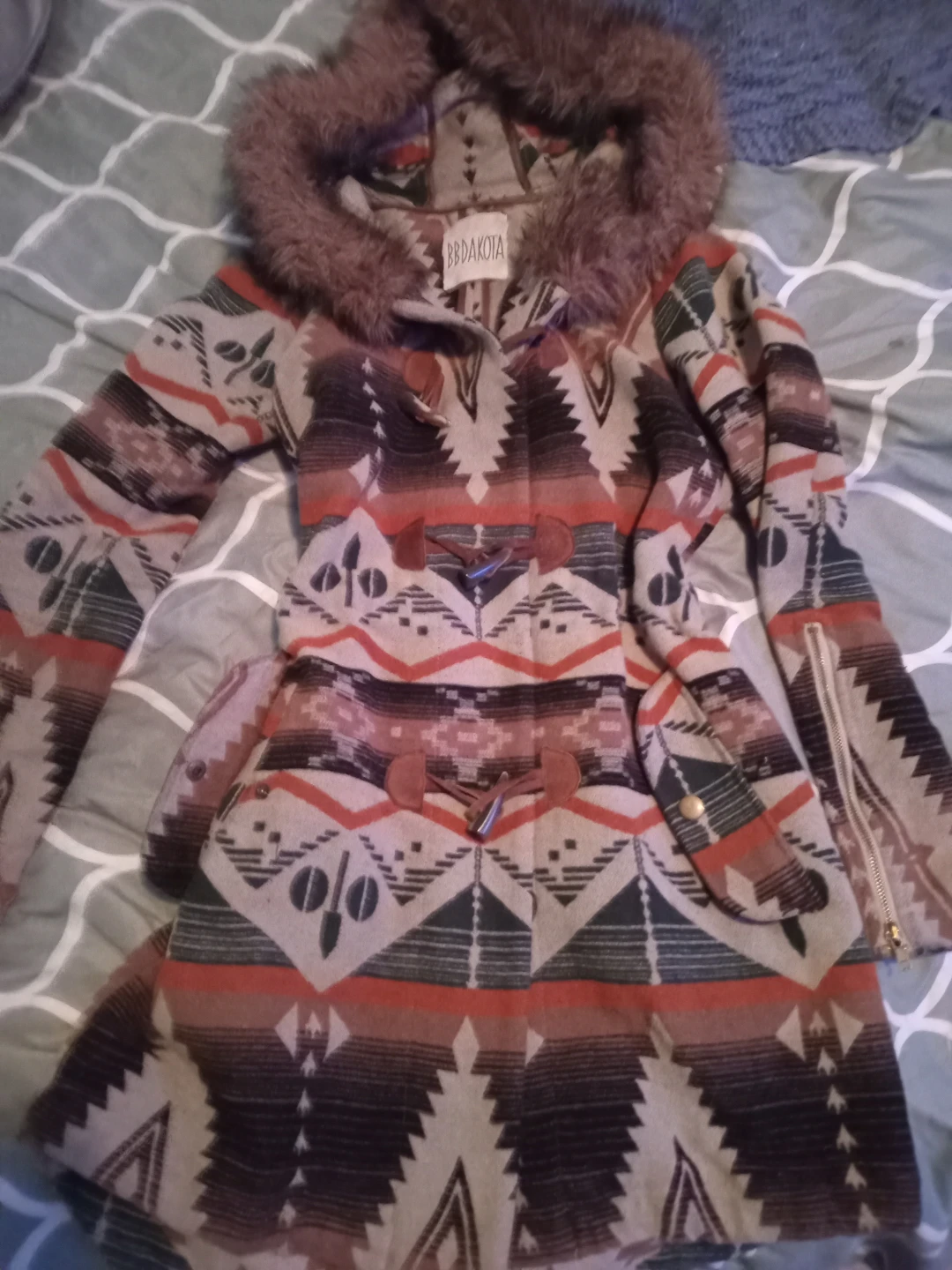 BB Dakota Aztec Print Faux Fur Hooded Coat - photo 2