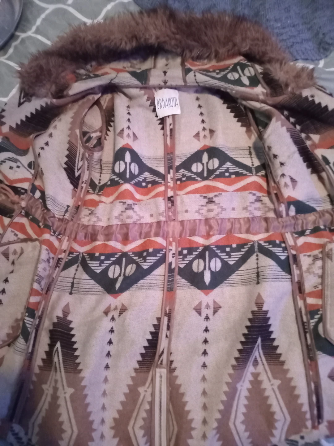 BB Dakota Aztec Print Faux Fur Hooded Coat - photo 4