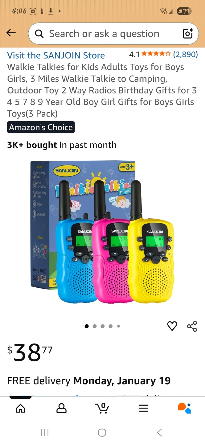 SANJOIN Walkie Talkies for Kids - 3 Pack