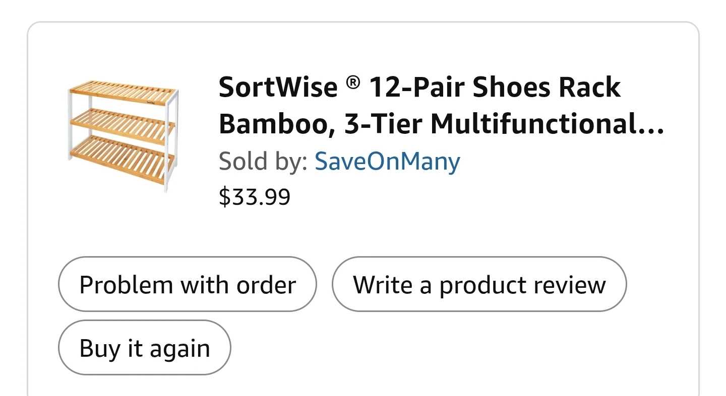 SortWise 12-Pair Bamboo 3-Tier Shoe Rack - photo 2