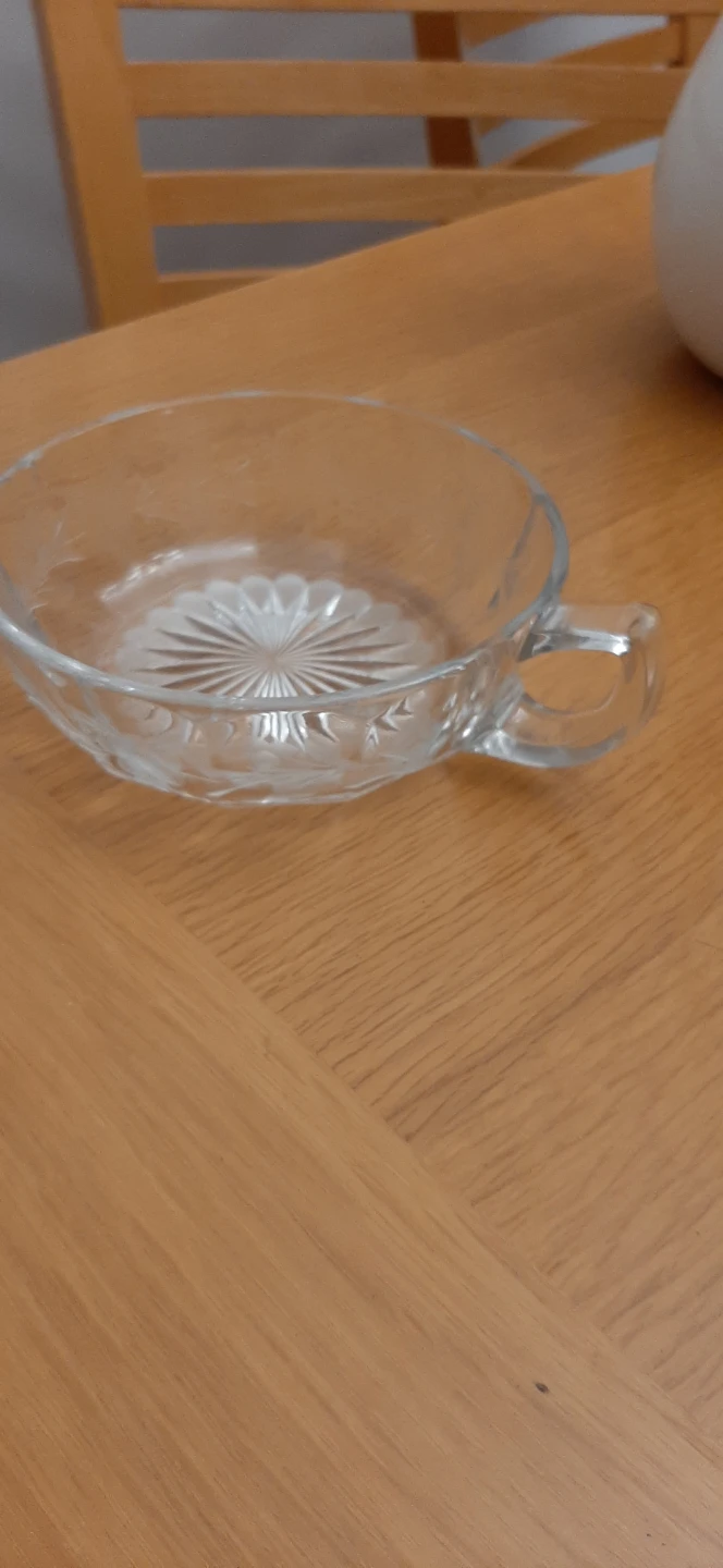 Elegant etched glass sugar bowl