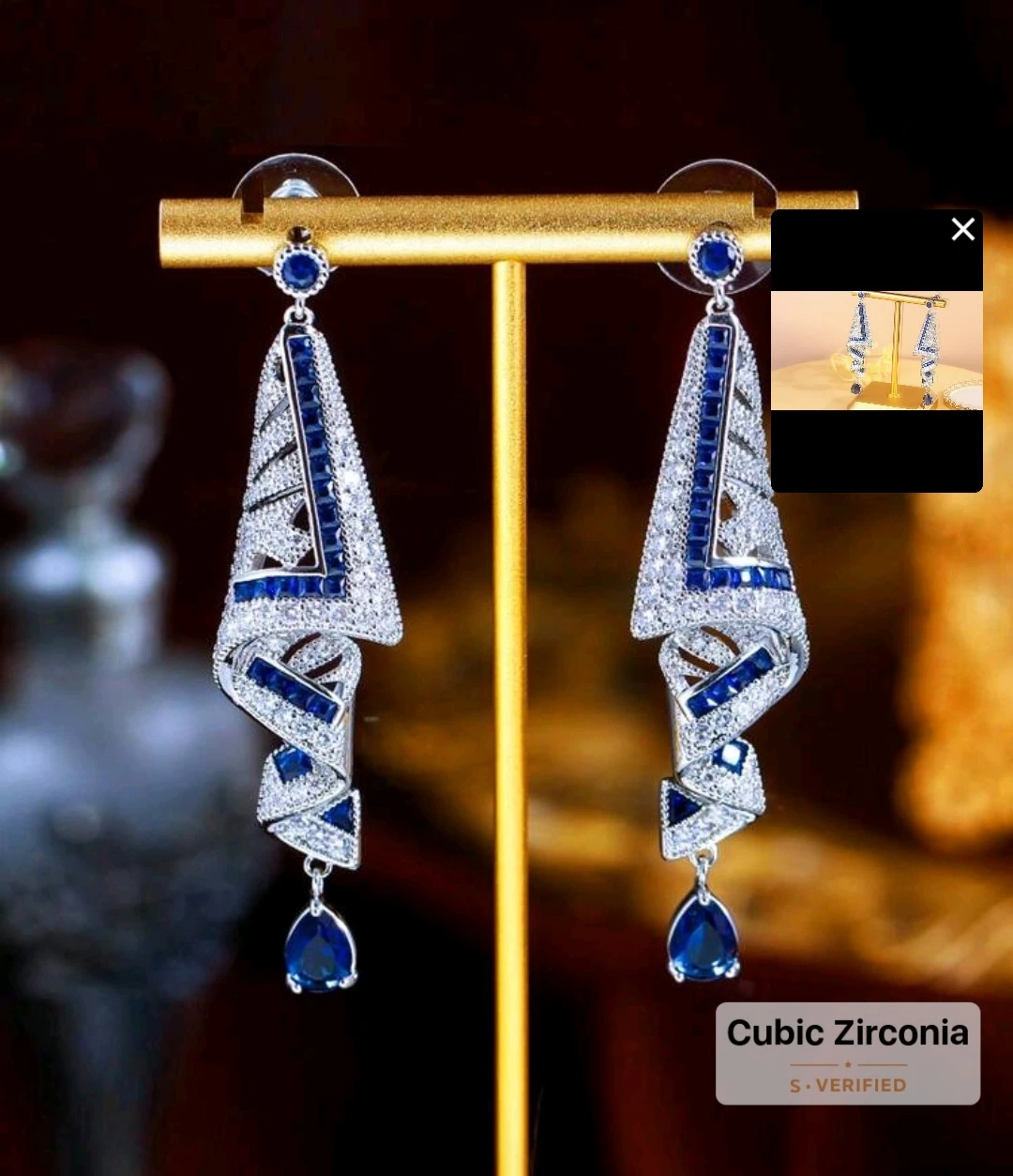 French High Quality Cubic Zirconia Dangle Earrings