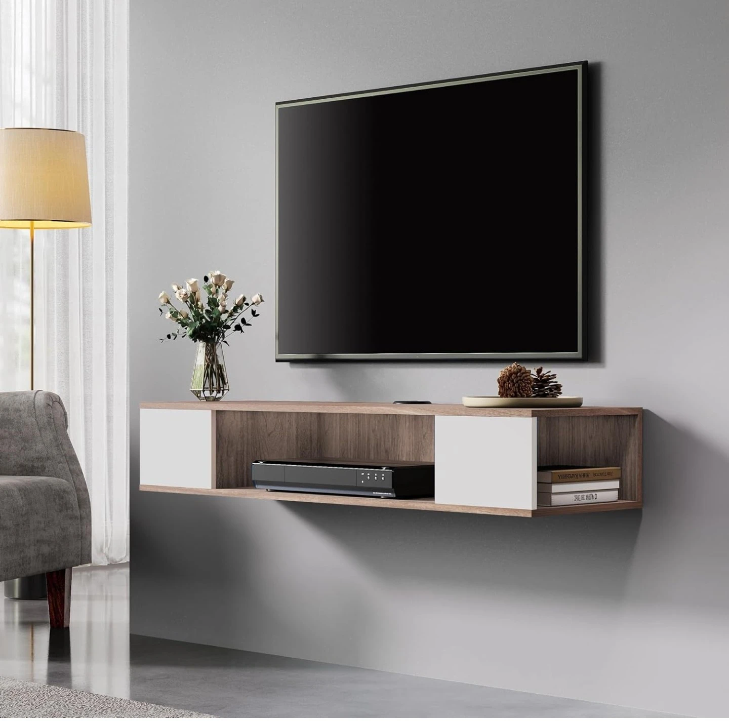 Wall Mount Floating Media Console Shelf - photo 5
