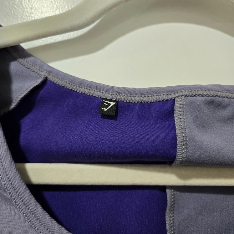 Gymshark Purple and Blue Colourblock Asymmetric Crop Top - photo 5