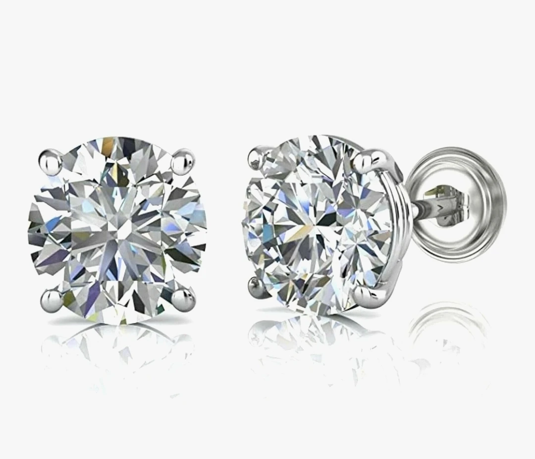 925 Silver Moissanite 5mm Earrings 1ctw - photo 2