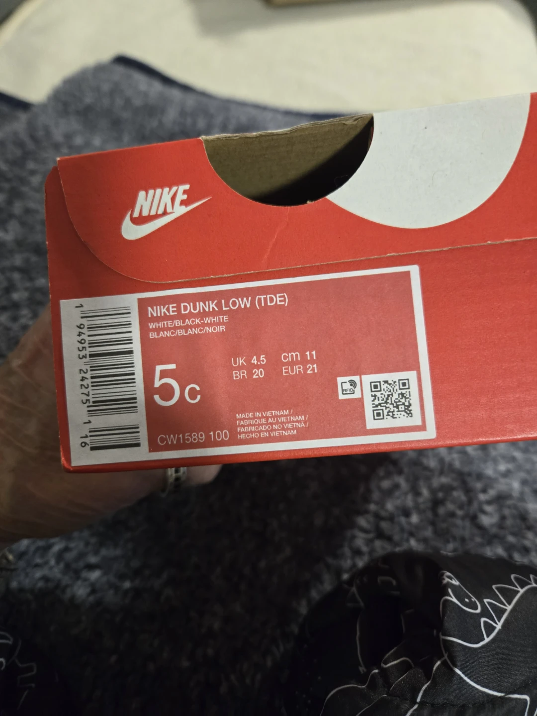 Nike Dunk Low TDE Toddler Shoes - Size 5C - Black/White - photo 3