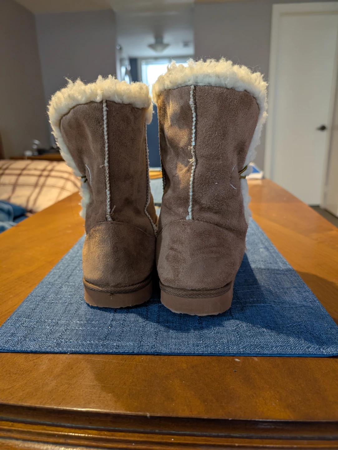 Brown Faux Suede Winter Boots with Button Detail - photo 3