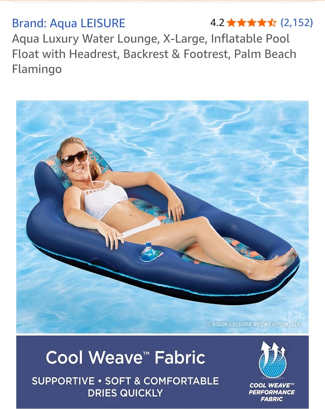 Aqua Luxury Water Lounge - X-Large Inflatable Pool Float - photo 5