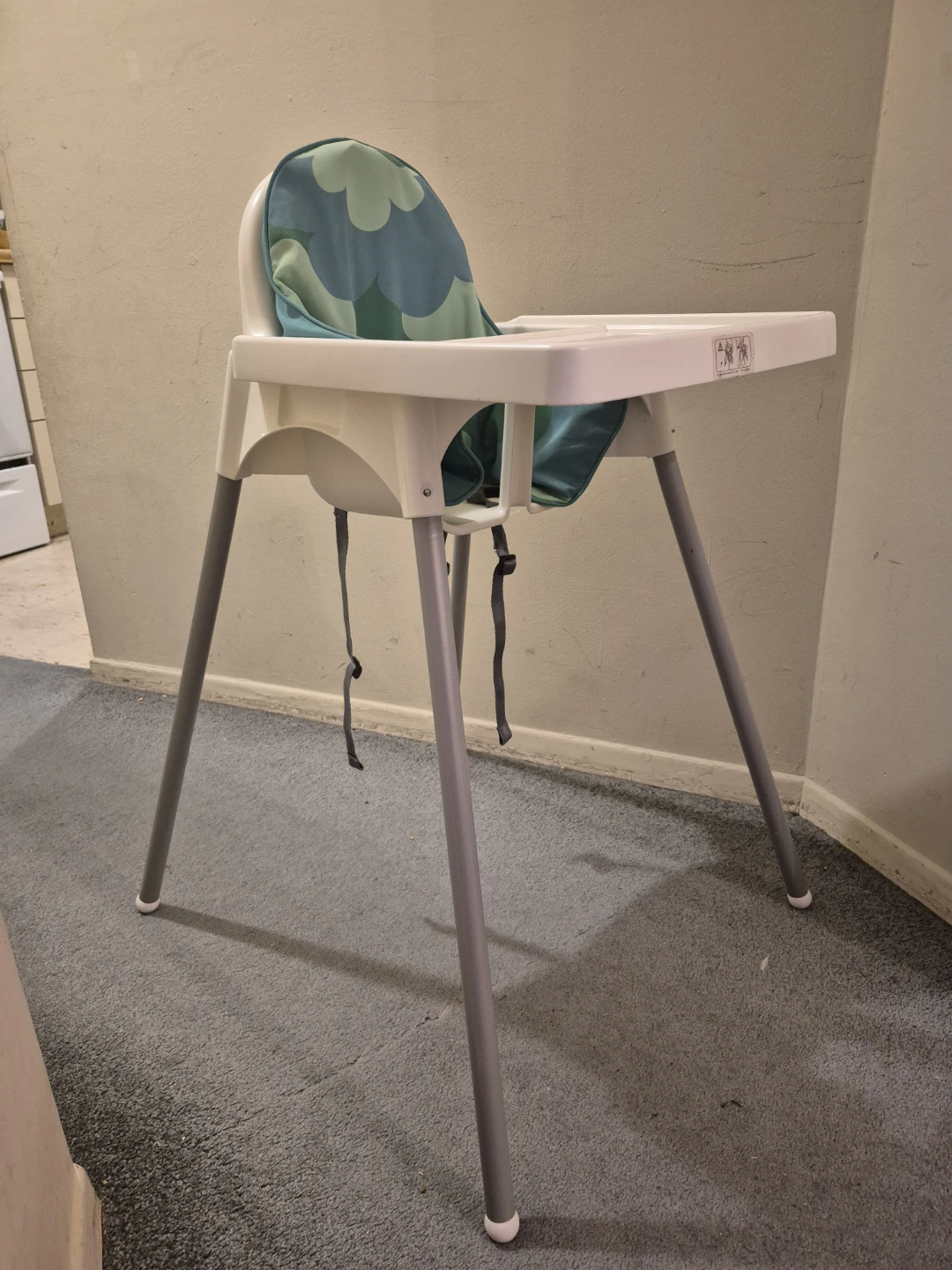 IKEA High Chair with Blue Cloud Cushion 🧡