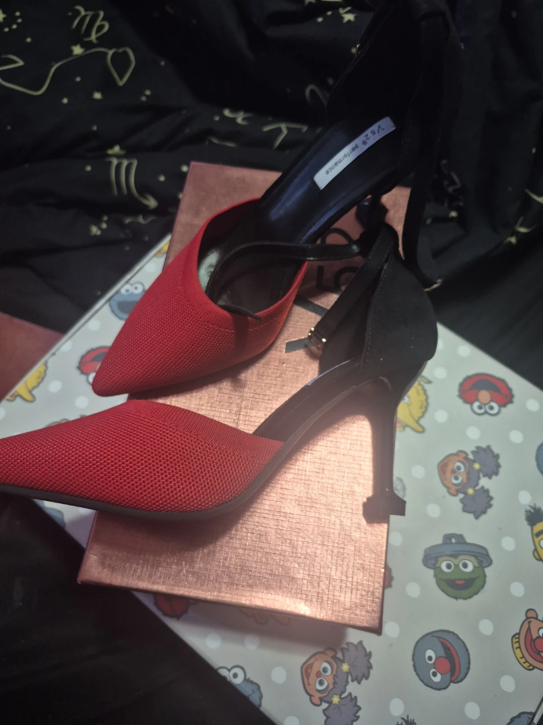 Red and Black Knit Pointed Toe Heels - photo 3