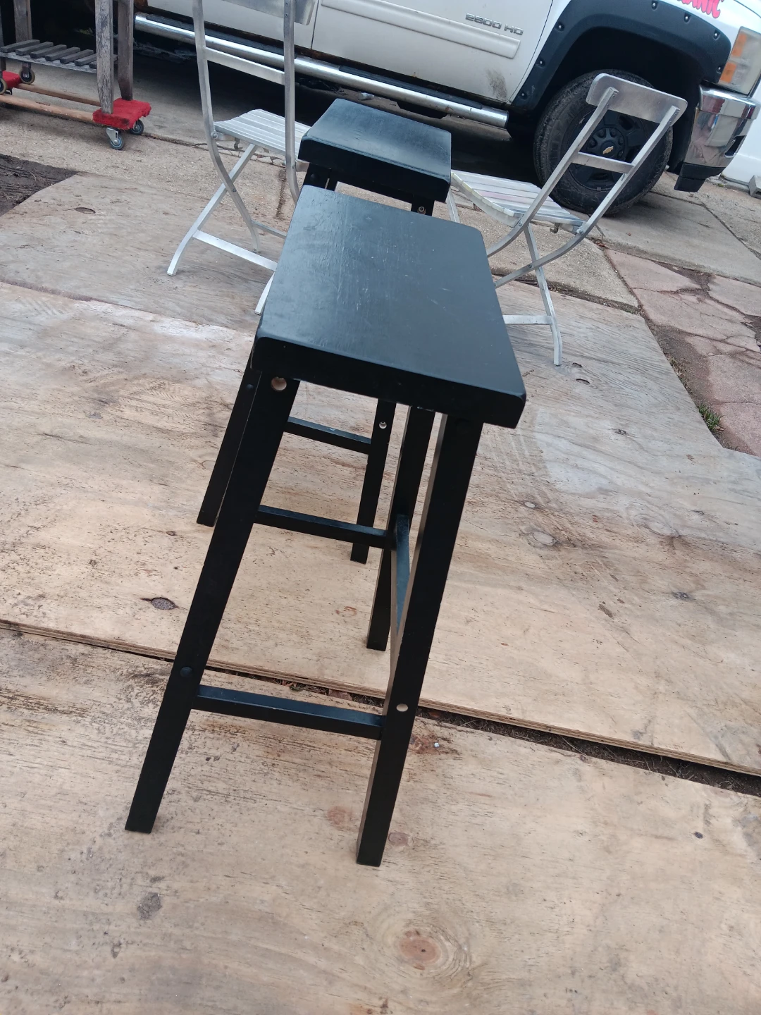 Black Wooden Stools - Set of 2 - photo 2