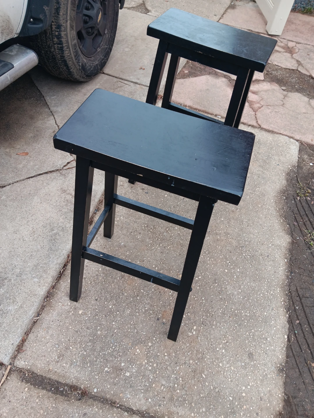 Black Wooden Stools - Set of 2 - photo 4