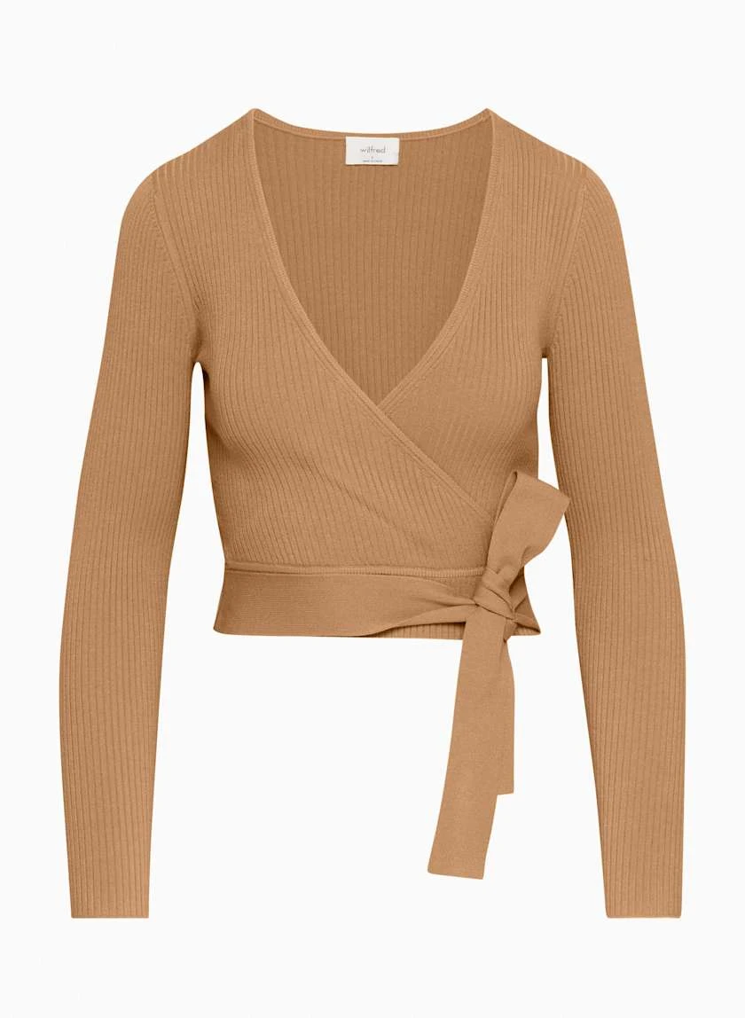Revamped Ribbed Wrap Sweater - size M