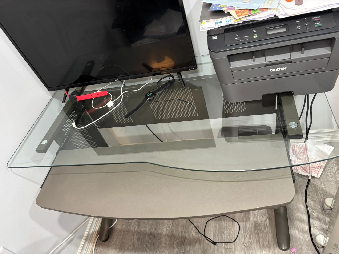 Glass Top Desk and office chair - photo 2