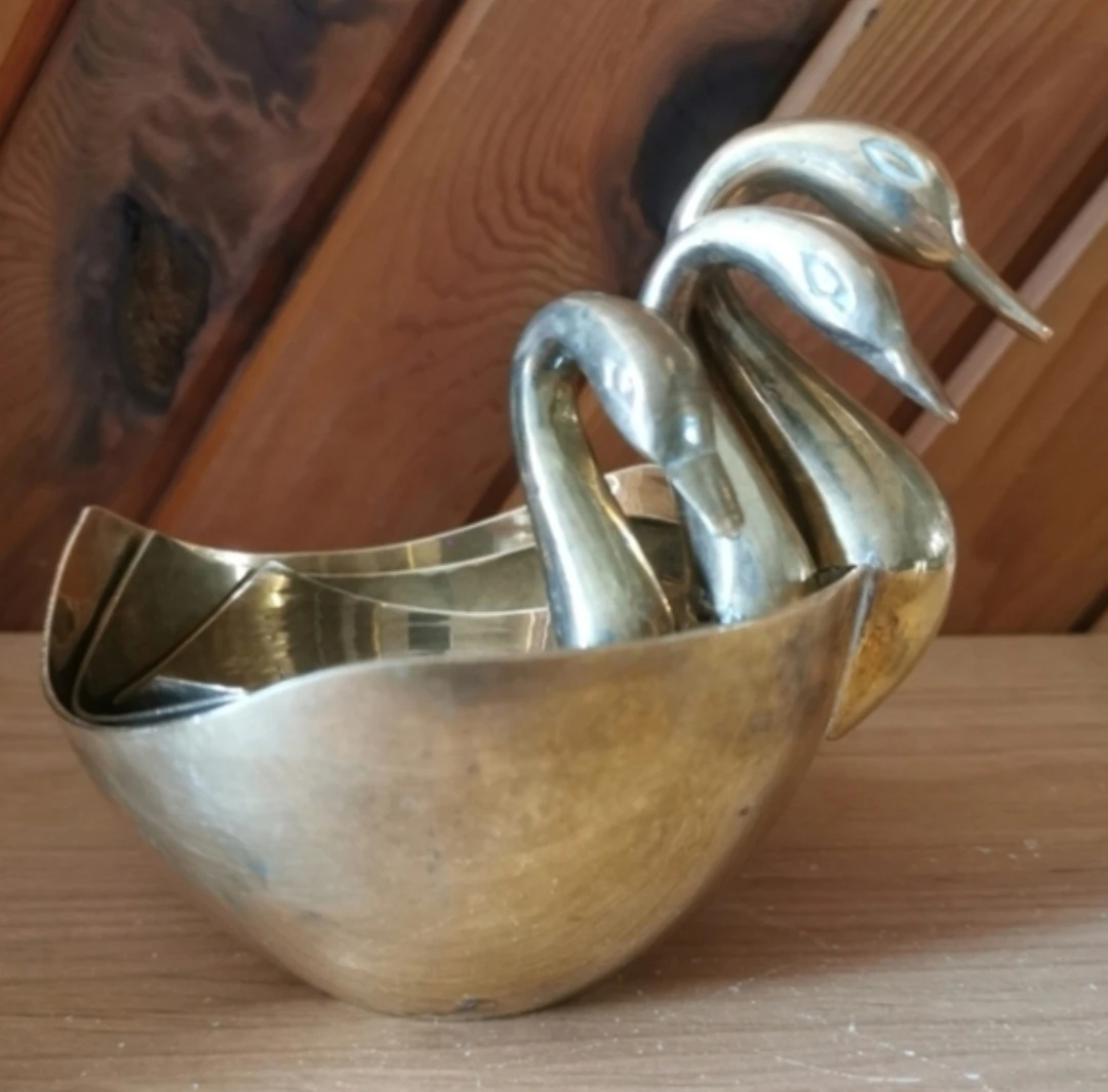 Vintage Brass Swan Nesting Bowls