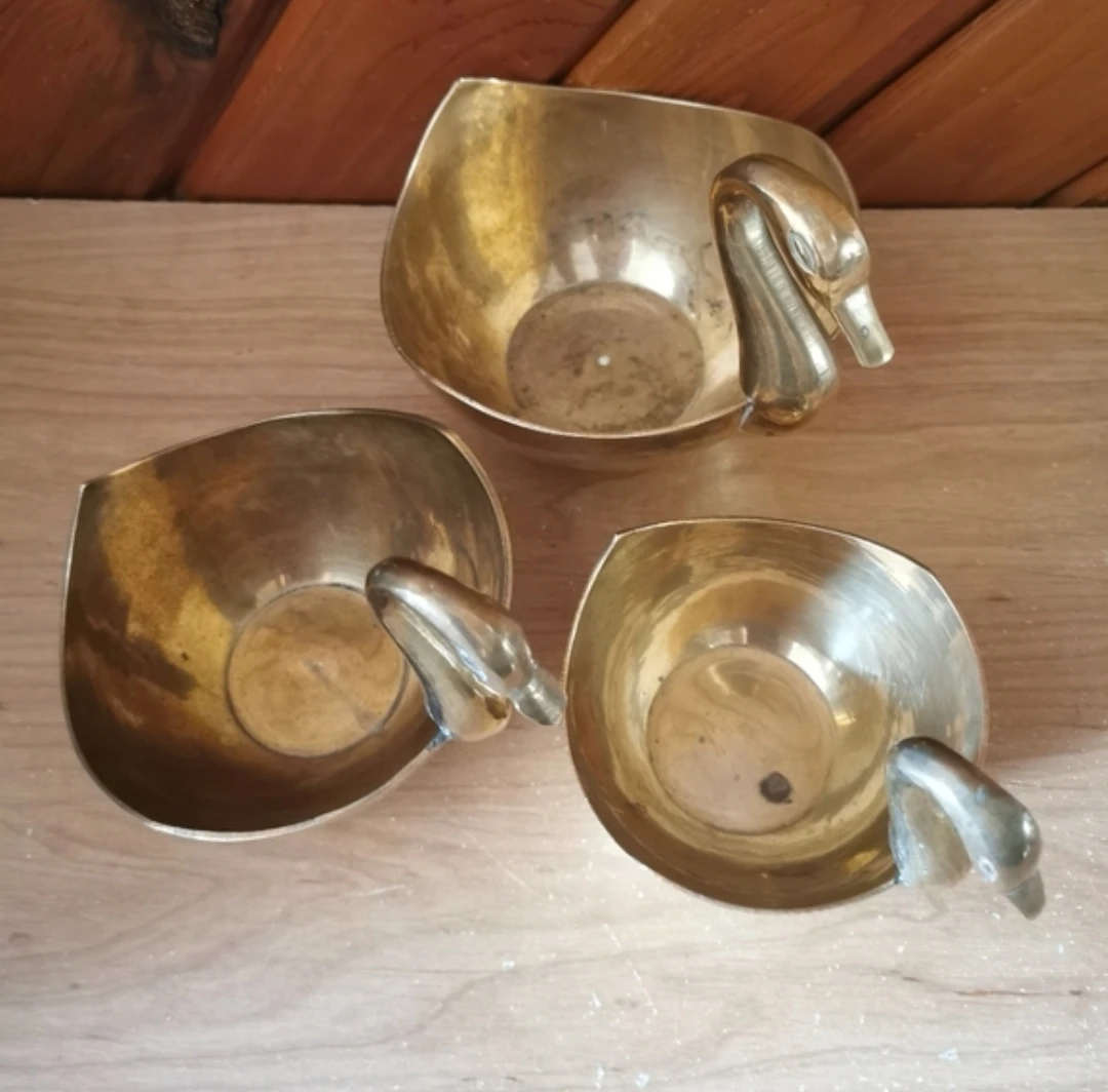 Vintage Brass Swan Nesting Bowls - photo 4