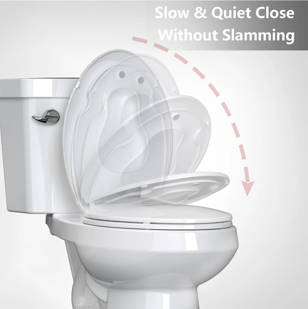 Elongated Toilet Seat with Toddler Potty Training Seat - White - photo 3