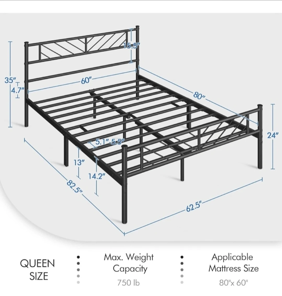 Queen Size Metal Bed Frame - photo 2