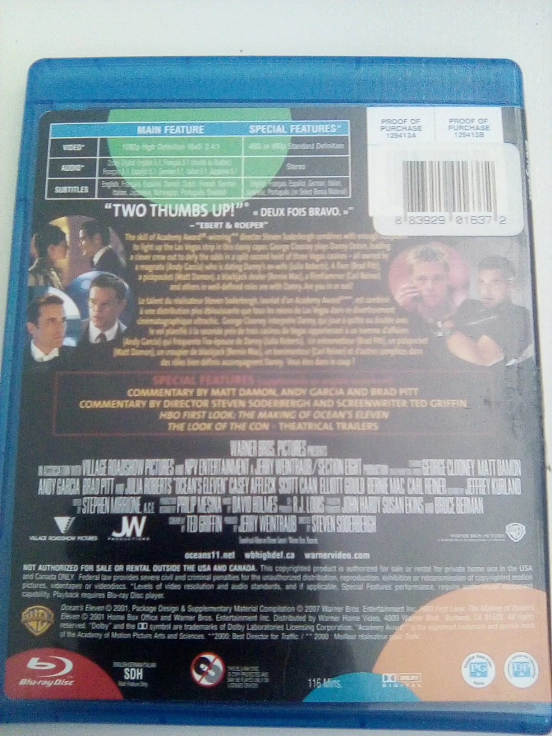 Ocean's Eleven Blu-ray Disc - photo 2
