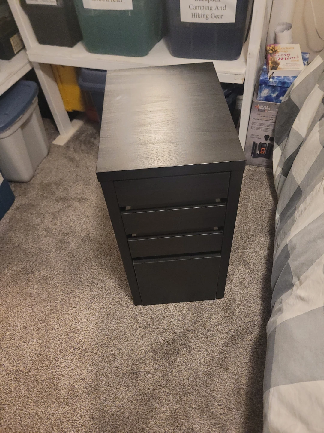 Black 4-Drawer Rolling Filing Cabinet