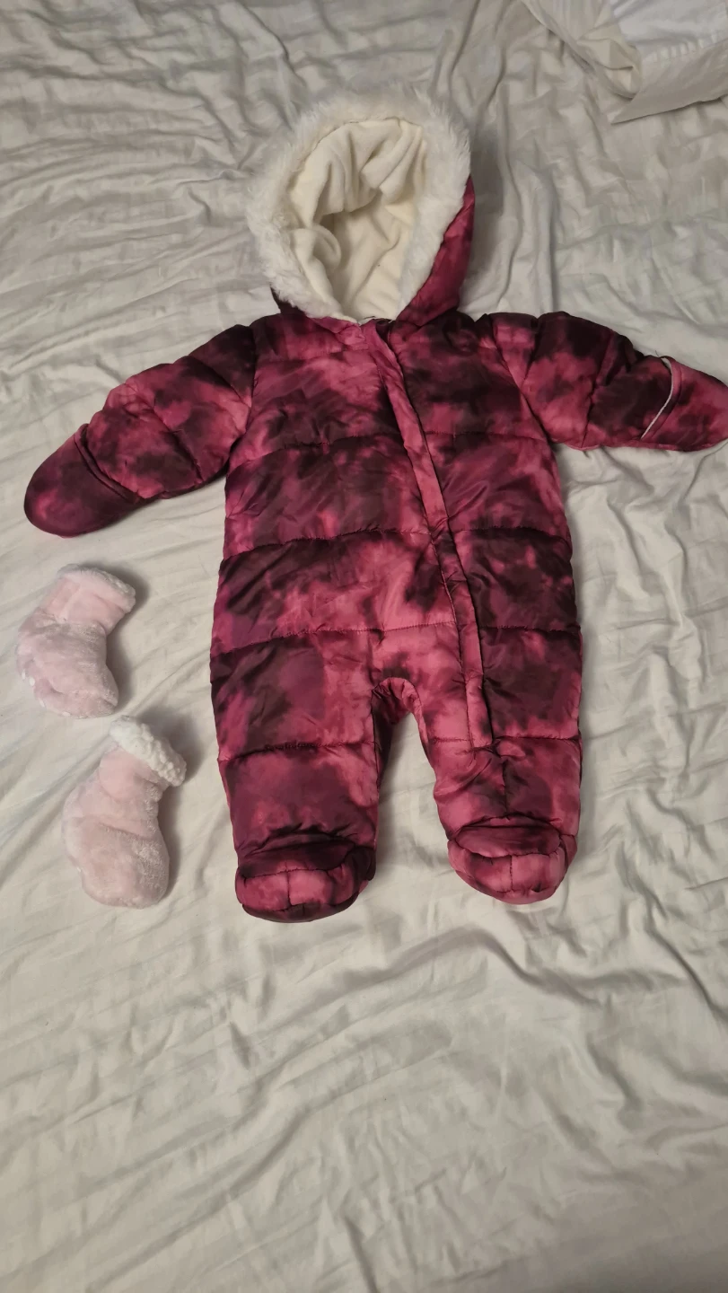 Baby Snowsuit & Booties - Pink & Purple